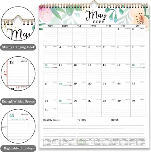 2026 Wall Calendar Extra Large 22"x17", Wall Calendar 2026-2027 from January 2026 to June 2027, Hanging 18 Month 2026-2027 Calendars Wall with Twin-Wire Binding for Home Office Planning Organisers in Saudi Arabia