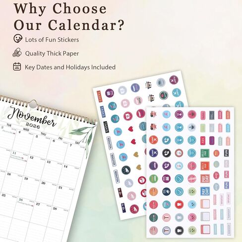 2026 Wall Calendar Extra Large 22"x17", Wall Calendar 2026-2027 from January 2026 to June 2027, Hanging 18 Month 2026-2027 Calendars Wall with Twin-Wire Binding for Home Office Planning Organisers in Saudi Arabia