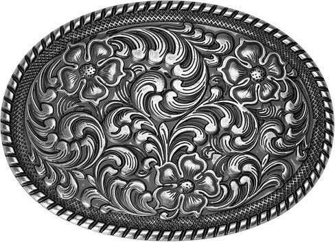 أبازيم غربية للنساء - 1 1/2 أبازيم عتيقة من الفضة المنقوشة بالزهور أنيقة وشديدة التحمل in Kuwait