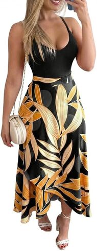 SKAYS Women Summer 2026 Maxi Dress Casual Vacation Sleeveless Floral Beach Boho Dress in Saudi Arabia