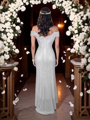 Fully Lined Soft Sequin Evening Dress for Women Formal,Wedding,Prom,Gala in Saudi Arabia