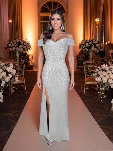 Fully Lined Soft Sequin Evening Dress for Women Formal,Wedding,Prom,Gala in Saudi Arabia