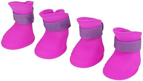 GLOGLOW 4 قطع أحذية للكلاب الأليفة، كلب جرو سيليكون عصري كلب لطيف أحذية مقاومة للماء مضادة للانزلاق أحذية مطر واقية مضادة للانزلاق جرو كلب أليف أحذية المشي (M أسود) in Kuwait