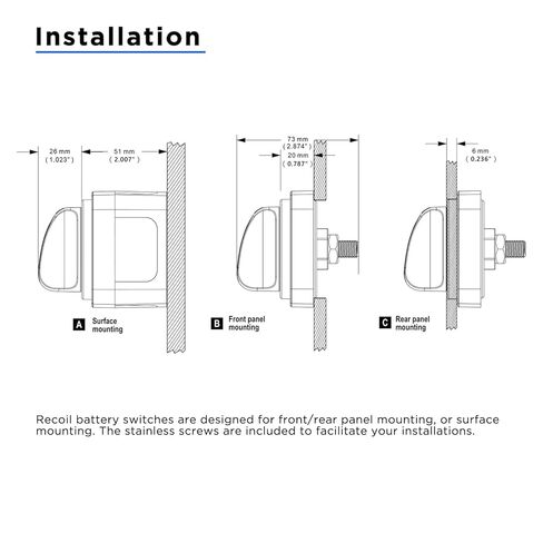 Recoil BS3-2 1-Off-2 3 Position Battery Switch 12V-48V DC, Power Cut Off Master Switch for Car, RV, Truck, Trailer, Marine and Boat 1 On/Off/2 On in Saudi Arabia