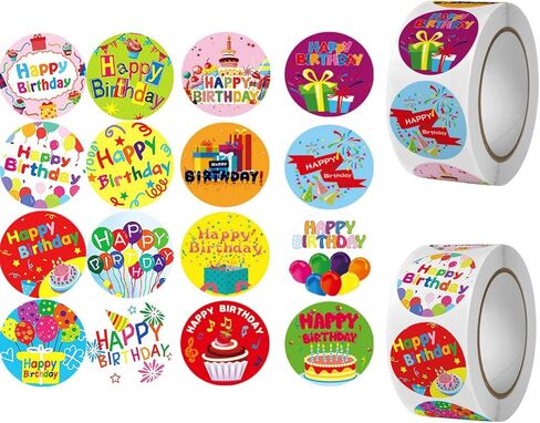 Happy Birthday Stickers 1000 Pcs 1 Inch Happy Birthday Stickers for Envelope Seals Small Business Labels Multicolor, Self-Adhesive, Waterproof for Packaging in Saudi Arabia