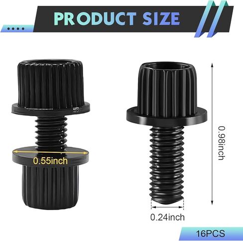 16PCS Motorcycle License Plate Cover Screws, Nylon License Plates Bolts & Nuts & Screws Fasteners, Universal for Motorcycle Cars Trucks Bike Plate Fastening Plates, Frames and Covers (Black) in Kuwait