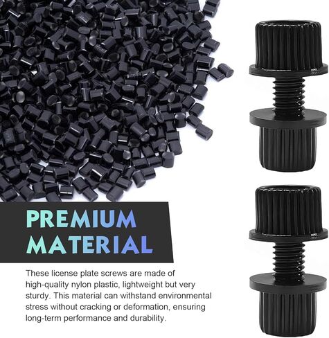 16PCS Motorcycle License Plate Cover Screws, Nylon License Plates Bolts & Nuts & Screws Fasteners, Universal for Motorcycle Cars Trucks Bike Plate Fastening Plates, Frames and Covers (Black) in Kuwait