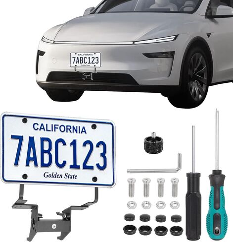 حامل لوحة الترخيص الأمامي لسيارة Tesla Model Y Juniper 2025 2026، بدون إطار لوحة ترخيص مثقاب لملحقات Tesla Model Y Juniper مع تصميم مضاد للسرقة in Saudi Arabia
