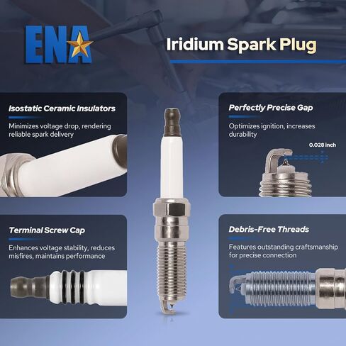 ENA Iridium Spark Plug for 91970 ILNAR8B7G 90644 Automotive Replacement Spark Plugs Compatible with Chevrolet Cruze 1.4L Equinox 1.5L Malibu 1.5L Buick Cascada 1.6L Encore 1.4L GMC Terrain L4 Set of 4 in Saudi Arabia