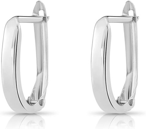 14K White Gold Huggie Hoop Earrings, Shiny and Small, Round and Oval in Saudi Arabia
