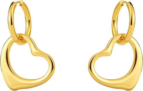 Heart Earrings for Women, Gold Heart Dangle Earrings Trendy 18K Gold Plated Drop Earrings, Sparkling Dainty Earring for Women in Kuwait