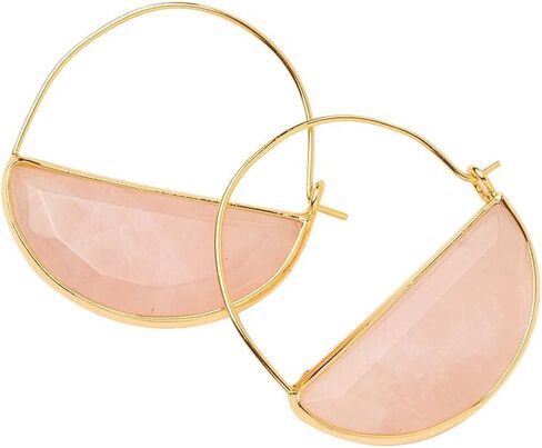 Scout Curated Wears - Stone Prism Hoop Earring - Rose Quartz/Gold in Kuwait