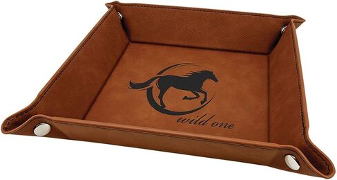 Hat Shark Customized 3D Laser Engraved Valet Tray Jewelry Organizer - Your Custom Text and/or Logo Here (6in Rawhide) in Saudi Arabia