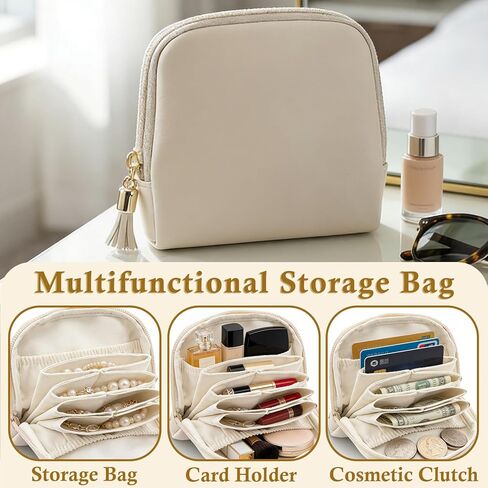 حقيبة مجوهرات سفر صغيرة مثالية على شكل بجعة، هدايا عيد الحب للنساء، حقائب مجوهرات محمولة ذات سعة كبيرة مع سحاب، حقيبة تخزين لتنظيم المجوهرات باللون البيج المخملي لحلقات السوار in Kuwait