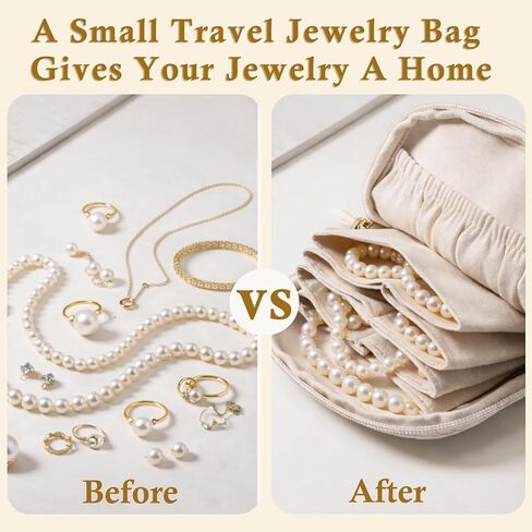 حقيبة مجوهرات سفر صغيرة مثالية على شكل بجعة، هدايا عيد الحب للنساء، حقائب مجوهرات محمولة ذات سعة كبيرة مع سحاب، حقيبة تخزين لتنظيم المجوهرات باللون البيج المخملي لحلقات السوار in Kuwait