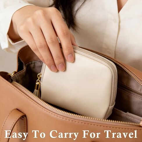 حقيبة مجوهرات سفر صغيرة مثالية على شكل بجعة، هدايا عيد الحب للنساء، حقائب مجوهرات محمولة ذات سعة كبيرة مع سحاب، حقيبة تخزين لتنظيم المجوهرات باللون البيج المخملي لحلقات السوار in Kuwait