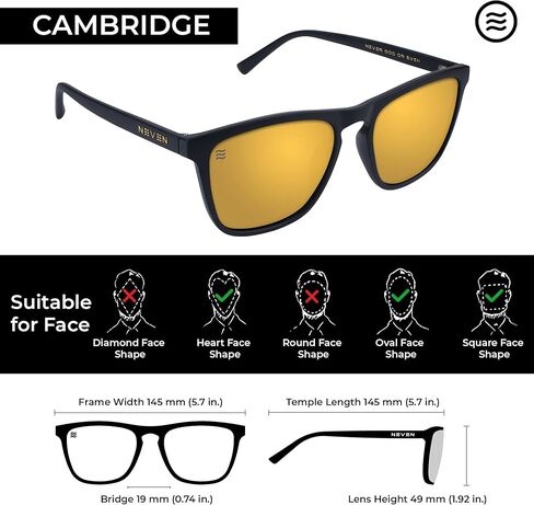NEVEN Cambridge TR90 Polarized Rectangular Sunglasses For Men & Women - UV 400 Sunglasses for Timeless Style in Saudi Arabia