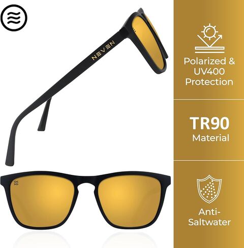 NEVEN Cambridge TR90 Polarized Rectangular Sunglasses For Men & Women - UV 400 Sunglasses for Timeless Style in Saudi Arabia