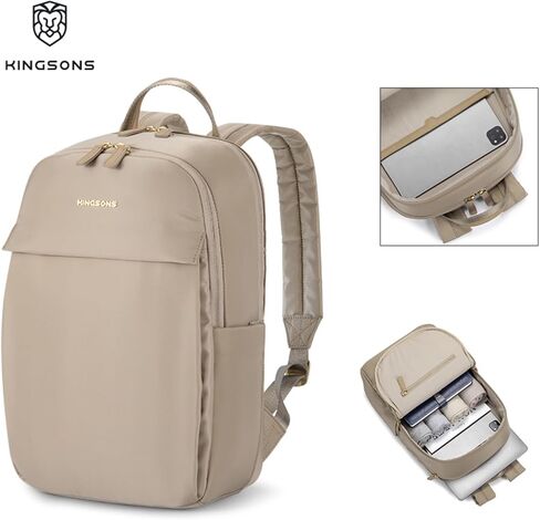 Kingsons Slim Travel Backpack With Luggage Strap,Black Business Backpack, Waterproof Nylon Commuter Bag for Work & Travel,Hiking, Red，Khaki (KS25002-Red-US-1) in Saudi Arabia