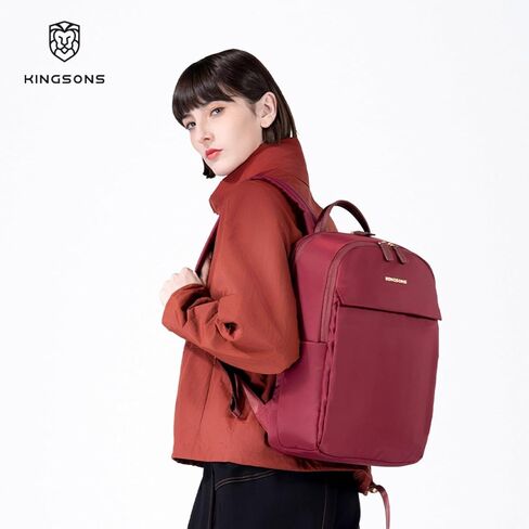 Kingsons Slim Travel Backpack With Luggage Strap,Black Business Backpack, Waterproof Nylon Commuter Bag for Work & Travel,Hiking, Red，Khaki (KS25002-Red-US-1) in Saudi Arabia
