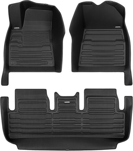 TuxMat - لموديلات Tesla Model 3 2017-2023 - سجادات سيارة مخصصة - أقصى تغطية، جميع الأحوال الجوية، مقاسة بالليزر - تتضمن هذه المجموعة الكاملة الصفين الأول والثاني باللون الأسود in Saudi Arabia