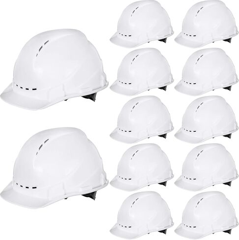 Xuhal 12 Pieces 4 Point Suspension Hard Hat Bulk Safety Helmets with Vents and Cotton Brow Pad ABS Construction Hardhats for Safety Adjustable Ratchet Hard Hats for Work Head Protection in Saudi Arabia