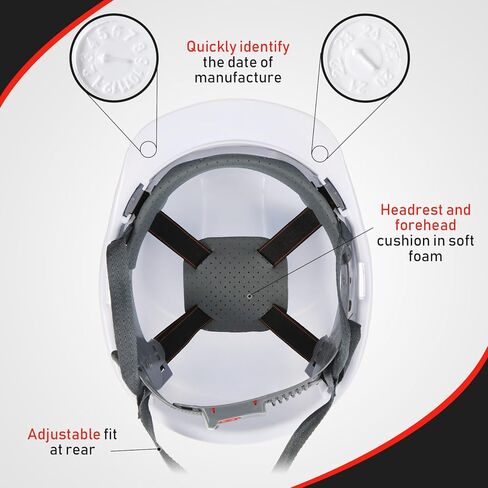 Xuhal 12 Pieces 4 Point Suspension Hard Hat Bulk Safety Helmets with Vents and Cotton Brow Pad ABS Construction Hardhats for Safety Adjustable Ratchet Hard Hats for Work Head Protection in Saudi Arabia