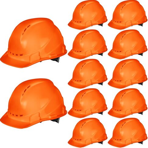 Xuhal 12 Pieces 4 Point Suspension Hard Hat Bulk Safety Helmets with Vents and Cotton Brow Pad ABS Construction Hardhats for Safety Adjustable Ratchet Hard Hats for Work Head Protection in Saudi Arabia
