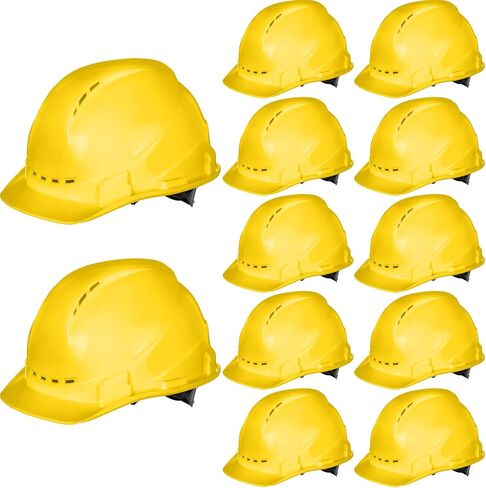 Xuhal 12 Pieces 4 Point Suspension Hard Hat Bulk Safety Helmets with Vents and Cotton Brow Pad ABS Construction Hardhats for Safety Adjustable Ratchet Hard Hats for Work Head Protection in Saudi Arabia