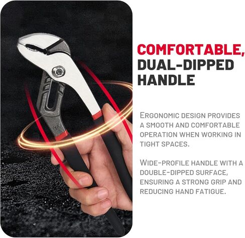 BLACK CANYON Groove Joint Plier 10in, V-Jaw&Teeth Tongue and Groove Plier with 6 Jaw Positions, 50 Cr-V Steel, Self-Locking, Ergonomic Handle for Automotive Repairs, Nuts, Bolts, Plumbing, Gripping in Saudi Arabia