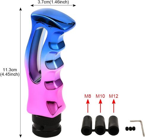 مقبض ناقل الحركة في السيارة، مقبض سكين بمقبض مسدس، مقبض ناقل الحركة من الراتنج، ملحقات ناقل الحركة اليدوي العالمي للسيارة مع محول ومفتاح ربط (متعدد الألوان) in Kuwait