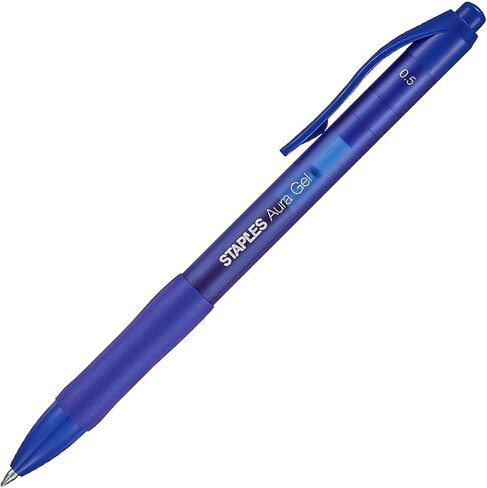 STAPLES Retractable Gel Pens, Fine Point 0.5mm, Blue Ink, 36 Pack – Aura Precision Gel Pens for Office & Classroom Use in Saudi Arabia