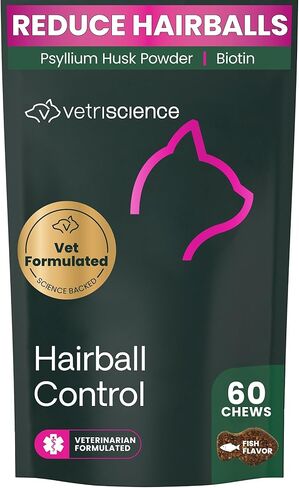 VetriScience Hairball Remedy for Cats - 60 Chews - Cat Supplements & Vitamins for Hairball Control and Digestive Supportâ€‹ in Kuwait