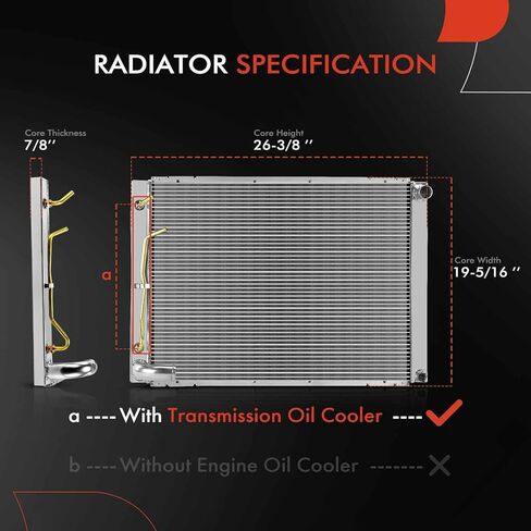 A-Premium Aluminum Engine Coolant Radiator Assembly with Transmission Oil Cooler Compatible with Toyota Sienna 2004 2005 V6 3.3L, with Towing Package, Replace# 160410A400, 160410A402 in Saudi Arabia