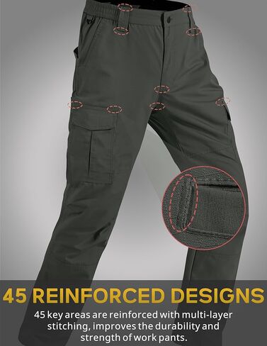 الرجال العمل السراويل Ripstop مقاومة للماء السراويل البضائع الرجال مع 7 جيوب التكتيكية سراويل للتسلق البناء الجيش الأخضر 42Wx34L in Kuwait