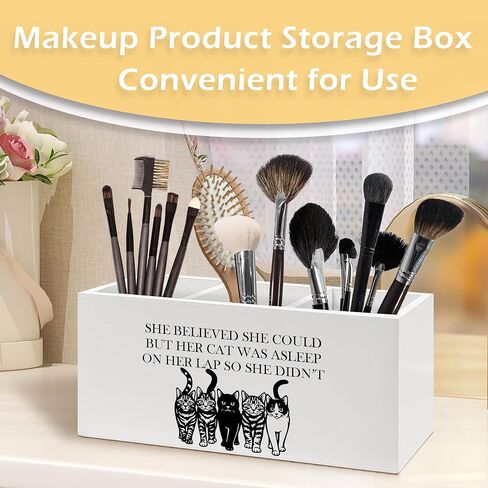 Funny Cat Pen Pencil Holder, Cat Mom Lady Lover Gifts, Cats Desk Accessories, She Believed She Could Kitty Wooden Pen Pencil Organizer for Home Office Desk Decor in Kuwait