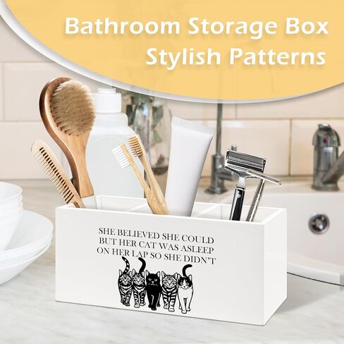 Funny Cat Pen Pencil Holder, Cat Mom Lady Lover Gifts, Cats Desk Accessories, She Believed She Could Kitty Wooden Pen Pencil Organizer for Home Office Desk Decor in Kuwait