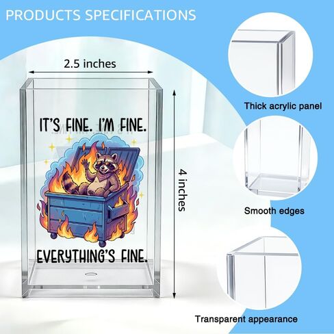 إنه جيد. أنا بخير. حامل قلم رصاص منظم من الأكريليك من كل شيء، منظم مكتب سلة المهملات الراكون، هدايا فكاهية للمفكرين القلقين، هدايا العودة إلى المدرسة لابنة أخت in Kuwait