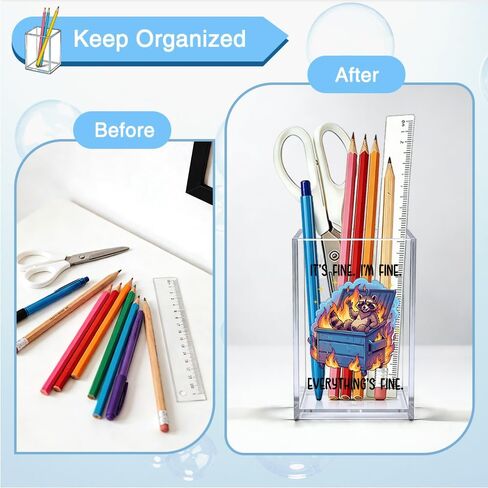 إنه جيد. أنا بخير. حامل قلم رصاص منظم من الأكريليك من كل شيء، منظم مكتب سلة المهملات الراكون، هدايا فكاهية للمفكرين القلقين، هدايا العودة إلى المدرسة لابنة أخت in Kuwait