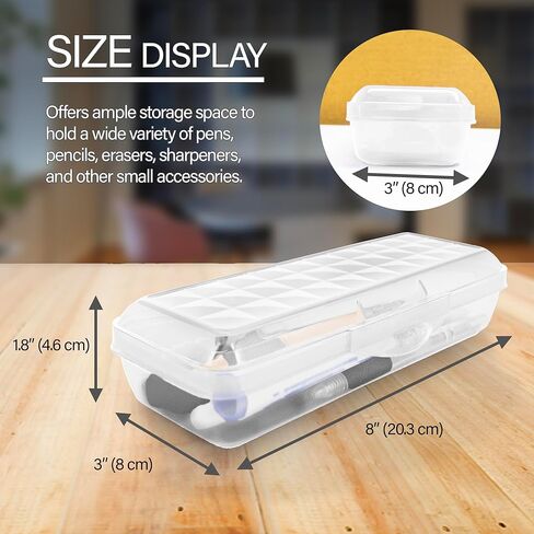 BAZIC PRODUCTS Plastic Pencil Case, Multi Purpose Organizer & Supply Holder, Clear Box Design, Durable Plastic Storage for School, Office, Classroom & Craft Supplies, 4-Pack in Saudi Arabia