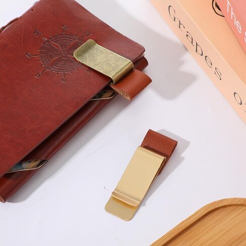 2PCS Notebook Pen Holder, Pen Holder for Notebooks, Journals, Planners, Brown Copper PU Leather Pens Clip Holders, Fits Most Pens Sizes in Kuwait
