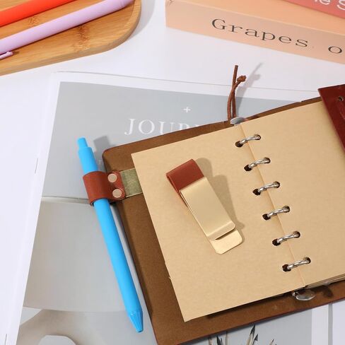 2PCS Notebook Pen Holder, Pen Holder for Notebooks, Journals, Planners, Brown Copper PU Leather Pens Clip Holders, Fits Most Pens Sizes in Kuwait