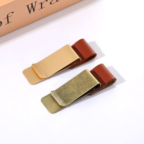 2PCS Notebook Pen Holder, Pen Holder for Notebooks, Journals, Planners, Brown Copper PU Leather Pens Clip Holders, Fits Most Pens Sizes in Kuwait