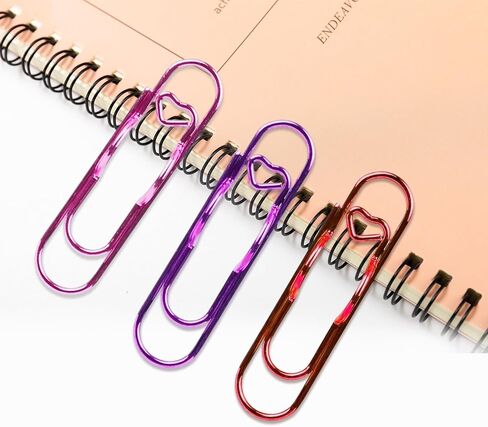 20PCS 2.75'' Colorful Heart Pen Clips and Holders, Metal Pen Clips, Paper Clip Pen Holders for Journal, Planner, Office School Supplies(Blue, Pink, Purple, Green, Red) in Kuwait