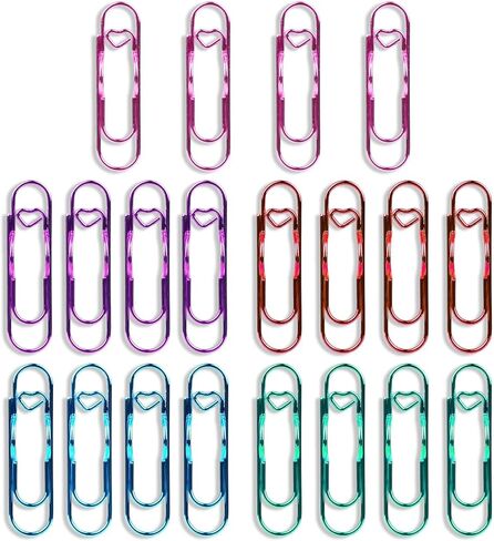 20PCS 2.75'' Colorful Heart Pen Clips and Holders, Metal Pen Clips, Paper Clip Pen Holders for Journal, Planner, Office School Supplies(Blue, Pink, Purple, Green, Red) in Kuwait