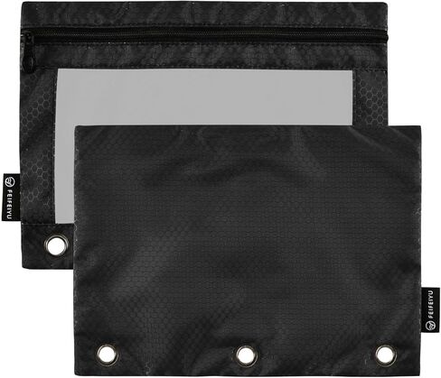 Binder Pencil Pouch 3 Ring Light Steel Blue Zipper Pencil Pouches Case 2 Pack Clear Binder Organizer for School Office in Kuwait