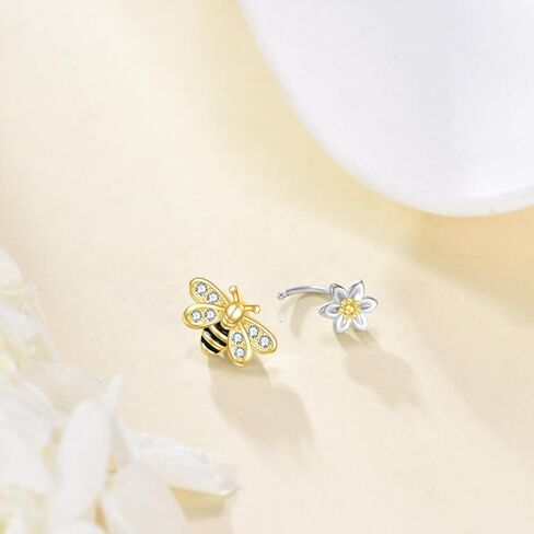 CRMAD Sterling Silver Daisy Bee Belly Button Rings Flower Piercing Jewelry for Women Hypoallergenic (bee) in Saudi Arabia