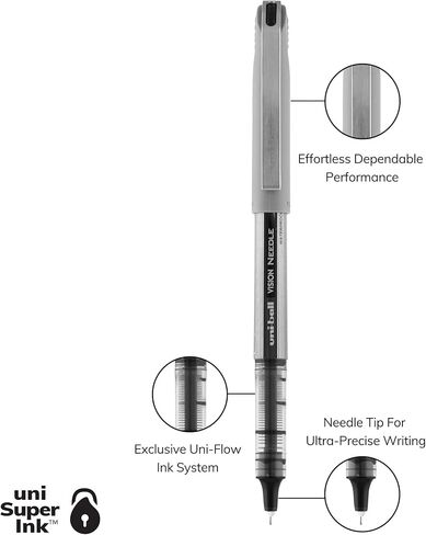 uniball Vision Needle Rollerball Pen, Fine Point (0.7mm), Blue Ink, 6 Pens in Saudi Arabia