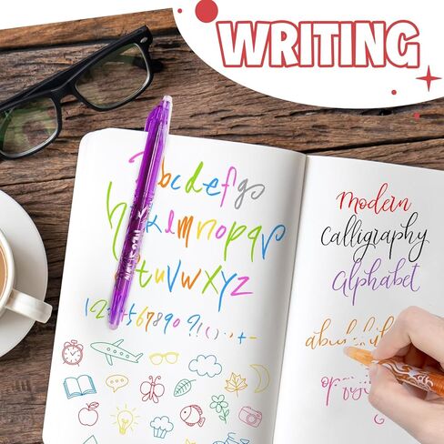 12 قلم حبر جاف قابل للمسح بألوان متنوعة، رأس رفيع 0.5 مم، أقلام حبر قابلة للمسح ناعمة وقابلة لإعادة الملء للفصل الدراسي والمكتب والكتابة اليومية in Kuwait