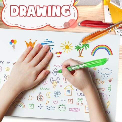 12 قلم حبر جاف قابل للمسح بألوان متنوعة، رأس رفيع 0.5 مم، أقلام حبر قابلة للمسح ناعمة وقابلة لإعادة الملء للفصل الدراسي والمكتب والكتابة اليومية in Kuwait